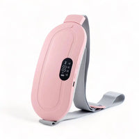 Pink and gray waist trainer with digital display on a white background